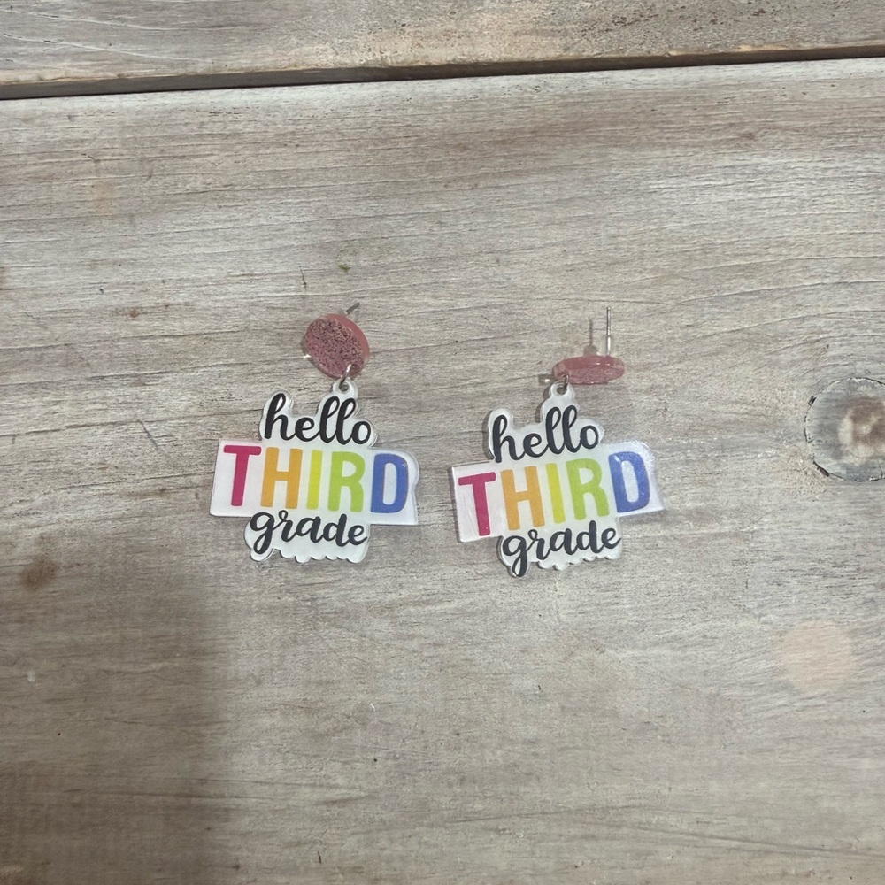 Hello Third Grade Earrings
